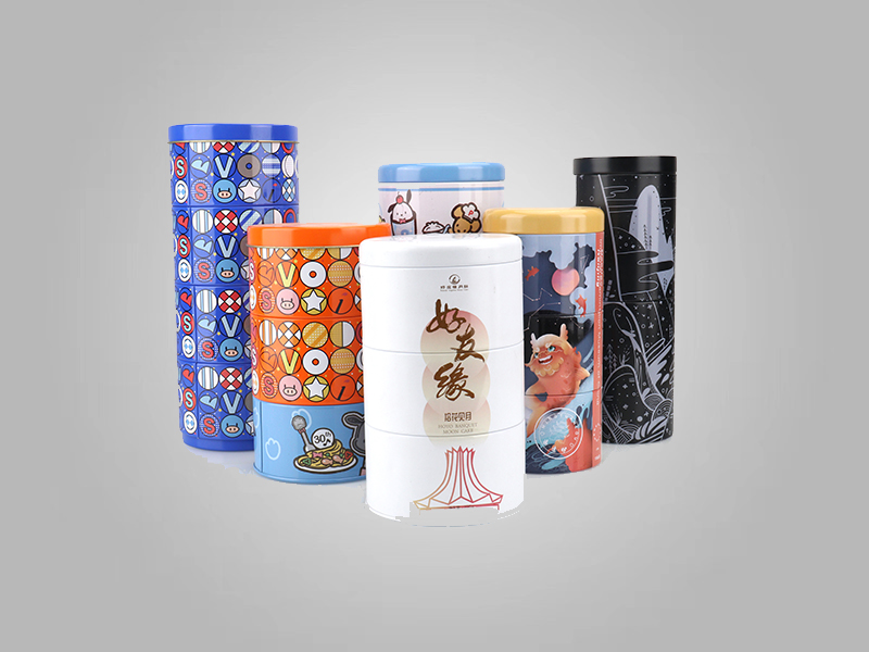  Factory customized tinplate three-layer round tin cans Tea cans Delicate creative stacked cans Candy cans Food packaging cans