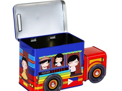 182*78*98mm儿童玩具礼品包装金属铁罐 小汽车巴士车仔罐铁盒子